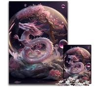 Rompecabezas de 1000 Piezas para Adultos diseño de dragón Chino de Cristal de Madera para decoración del hogar Entrenamiento Mental Regalos navideños (75 x 50 cm)