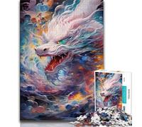 Rompecabezas de 1000 Piezas para Adultos diseño de dragón Colorido para Adolescentes Juego de Preguntas decoración de Pared cumpleaños y Navidad 75x50cm