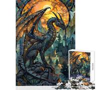 Rompecabezas de 1000 Piezas para Adultos diseño de dragón con Historia Juegos relajantes para la diversión Familiar Juguetes de decoración para el hogar Que ayudan a ejercitar el Cerebro (38x52cm)