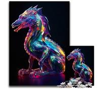 Rompecabezas de 1000 Piezas para Adultos diseño de dragón de Cristal Vibrante desafiante Regalo para Adultos Juego Interactivo Familiar desafío Mental 1000 Piezas (75 x 50 cm)