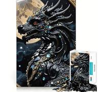 Rompecabezas de 1000 Piezas para Adultos,diseño de dragón de ónix Negro,Ajuste, Juego para ejercitar la Mente,Regalo Ideal para Relajarse o para Celebrar un cumpleaños 38x26cm
