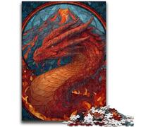 Rompecabezas de 1000 Piezas para Adultos, diseño de dragón de vitral, Ideal para aliviar el estrés, desafío difícil, Juguetes de decoración del hogar (75x50cm)
