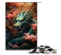Rompecabezas de 1000 Piezas para Adultos, diseño de dragón japonés, Cereza, 12 Piezas, Divertido Rompecabezas Familiar con póster a Juego y Hoja de Trivia, 1000 Piezas