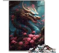 Rompecabezas de 1000 Piezas para Adultos, diseño de dragón japonés y Cereza. Difícil de dominar. Ideal para cumpleaños y Regalos navideños (tamaño 50x75cm).