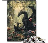 Rompecabezas de 1000 Piezas para Adultos, diseño de dragón Negro del Bosque, para niños de 14 años o más, Ideal como Juego Educativo, Regalo de cumpleaños tamaño 26x38cm