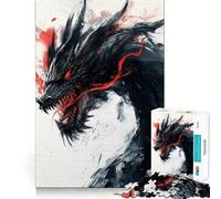 Rompecabezas de 1000 Piezas para Adultos,diseño de dragón Negro,Piezas de Corte Limpio,Actividad Cerebral Inteligente,diversión para Momentos de Calma,Regalo artístico de cumpleaños 38x26cm