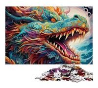 Rompecabezas de 1000 Piezas para Adultos, diseño de dragón psicodélico de Madera, Juego de desafío Mental para Adolescentes y Familia, 50x75cm/19,68x29,52 Pulgadas.