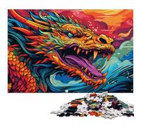 Rompecabezas de 1000 Piezas para Adultos diseño de dragón psicodélico Ideal para Regalar antiestrés desafío difícil (tamaño 38 x 26 cm)