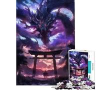 Rompecabezas de 1000 Piezas para Adultos diseño de Dragones Puerta Torii Estilo Anime Juego Intelectual Educativo Juego de Carreras de Velocidad Regalos para Hombres y Mujeres (tamaño 50x75cm)