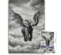 Rompecabezas de 1000 Piezas para Adultos, diseño de Elefante Alado en un Cielo Nublado, cumpleaños o para niños de 14 años o más (tamaño 50x75cm)