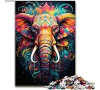 Rompecabezas de 1000 Piezas para Adultos, diseño de Elefante de Madera, Ideal para Pintar en casa, 50x75cm, cumpleaños