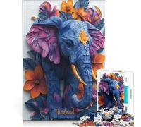Rompecabezas de 1000 Piezas para Adultos diseño de Elefante tailandés Juguete Educativo Mejora la Memoria cumpleaños y Navidad 38x52cm
