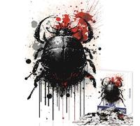 Rompecabezas de 1000 Piezas para Adultos diseño de Escarabajo pelotero Pintura en Tinta Juguetes antiestrés Regalo de cumpleaños Juego práctico difícil y desafiante tamaño 50x75cm