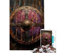 Rompecabezas de 1000 Piezas para Adultos diseño de Escudo Vikingo Tradicional Juego práctico para Adultos Corte de precisión diversión en casa (tamaño 50x75cm)