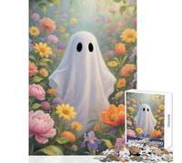 Rompecabezas de 1000 Piezas para Adultos diseño de Fantasmas en un jardín de Flores Juguetes antiestrés Gran Regalo Juegos de relajación para Mejorar el Amor en Pareja tamaño 38x26cm