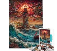 Rompecabezas de 1000 Piezas para Adultos diseño de Faro con Filigrana de Papel Juego para ejercitar la Mente Mejora la Memoria cumpleaños (tamaño 38x26cm)