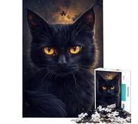 Rompecabezas de 1000 Piezas para Adultos diseño de felino místico Que Brilla en la Oscuridad Ideal como decoración de Pared Regalo de cumpleaños o desafío Educativo (tamaño 50x75cm)