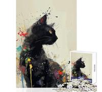 Rompecabezas de 1000 Piezas para Adultos diseño de felino místico Salpicadura Juguete para decoración de Pared Regalo de cumpleaños Juego práctico Que Mejora el Amor Entre Parejas tamaño 38x26cm