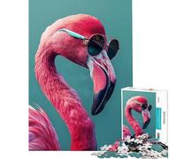 Rompecabezas de 1000 Piezas para Adultos diseño de Flamenco con Gafas de Sol Juego práctico Juguete Intelectual Obra de Arte Regalo de cumpleaños (tamaño 38x26cm)