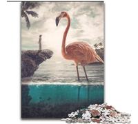 Rompecabezas de 1000 Piezas para Adultos,diseño de Flamenco Curioso,de Madera Padres,Parejas y Amigos a Partir de 14 años 50x75cm Ideal para cumpleaños,Vacaciones