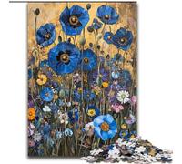 Rompecabezas de 1000 Piezas para Adultos, diseño de Flor de Amapola Azul, 26x38cm, Ideal para Adolescentes y familias, Ideal para Decorar y estimular el Cerebro