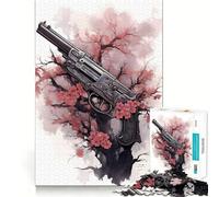 Rompecabezas de 1000 Piezas para Adultos,diseño de Flor de Cerezo,Arma,Corte sin Costuras,Juego de resolución de Problemas,Juguete Casual,Juego de Escena navideña,Arte (38x26cm)