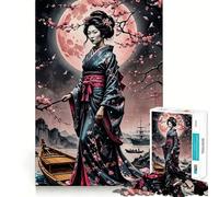 Rompecabezas de 1000 Piezas para Adultos,diseño de Flor de Cerezo y Geisha,Ideal para desarrollar la Capacidad cognitiva,Relajarse y Disfrutar de Momentos Festivos (50x75cm)