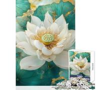 Rompecabezas de 1000 Piezas para Adultos diseño de Flor de Loto Blanca Juguete Educativo Kintsug cumpleaños y Navidad Tamaño: 50x75cm