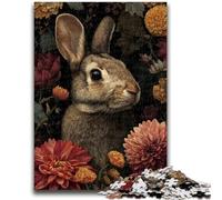 Rompecabezas de 1000 Piezas para Adultos, diseño de Flores, Conejito y bebé, difícil y desafiante, con póster a Juego y Hoja de Trivia para niños de 14 años, 50x75cm