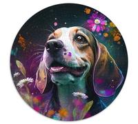 Rompecabezas de 1000 Piezas para Adultos, diseño de Flores y Beagles. Juego Familiar Creativo y decoración del hogar Navidad para Adolescentes. 67,5 x 67,5 cm.