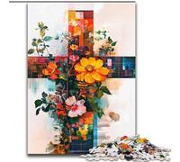 Rompecabezas de 1000 Piezas para Adultos, diseño de Flores y Cruces, Ideal para familias, Fiestas y cumpleaños, 50x75cm