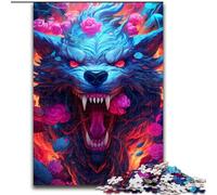 Rompecabezas de 1000 Piezas para Adultos, diseño de Flores y Lobos Rompecabezas de 1000 Piezas para Adultos y familias Decoración del hogar DIY Tamaño: 50x75cm