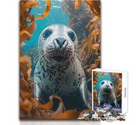 Rompecabezas de 1000 Piezas para Adultos, diseño de Foca Curiosa bajo el Agua, Ideal para Disfrutar de Momentos de Tranquilidad y Corte de Alta precisión, Juguete para Manualidades, tamaño 38x26cm