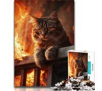 Rompecabezas de 1000 Piezas para Adultos diseño de Fuego y Gato Ideal para la interacción Entre Padres e Hijos 75x50cm