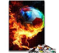 Rompecabezas de 1000 Piezas para Adultos, diseño de fútbol con Llamas, Ideal para Pasar el rato Entre Padres e Hijos (75x50cm)