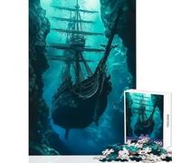 Rompecabezas de 1000 Piezas para Adultos diseño de galeón hundido Juguetes antiestrés Gran Regalo para Juegos Juego práctico desafiante para completar tamaño 38x52cm