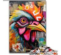 Rompecabezas de 1000 Piezas para Adultos, diseño de Gallo, Grafiti, Rompecabezas para Adolescentes, Noche de Juegos en Familia (tamaño 50x75cm)