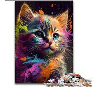 Rompecabezas de 1000 Piezas para Adultos, diseño de Gatito Ahumado de Madera, navideño, Obra de Arte humorística, 50x75cm, Ideal para cumpleaños, Navidad y Halloween