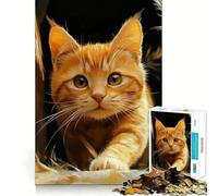Rompecabezas de 1000 Piezas para Adultos,diseño de Gatito atigrado Rojo de British Shorthair,Ideal para Decorar,ejercitar la Mente y Jugar en el Tiempo Libre Regalo Festivo y de Ocio (38x26cm)