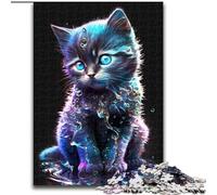 Rompecabezas de 1000 Piezas para Adultos,diseño de Gatito cósmico de Madera,Ideal para divertirse en Familia,Relajarse y Regalar en Vacaciones,Ideal para Fiestas de cumpleaños para Hombres y Mujeres