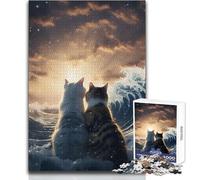 Rompecabezas de 1000 Piezas para Adultos, diseño de Gatito insumergible, Amor, diversión, Paz, Tiempo Libre, Ajuste preciso, Juguete de Juego, tamaño 38x26cm