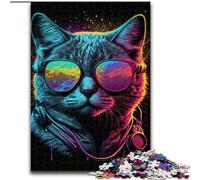 Rompecabezas de 1000 Piezas para Adultos,diseño de Gatito Retro de Madera,Ideal para Regalar a Hombres y Mujeres,Ideal para Uso diario50x75cm Una Divertida Actividad Nocturna de Juegos en Familia