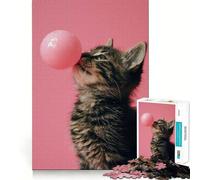 Rompecabezas de 1000 Piezas para Adultos,diseño de Gatito Rosa Chicle,decoración Elegante y Funcional,Juguete para ejercitar la Mente,Ideal para divertirse en Navidad (38x26cm)