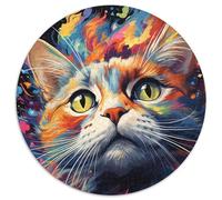 Rompecabezas de 1000 Piezas para Adultos,diseño de Gato a Color,Rompecabezas Redondos de 1000 Piezas para Adultos,Regalo para un desafío Mental,Actividad educativa para Adolescentes,(67,5x67,5cm)