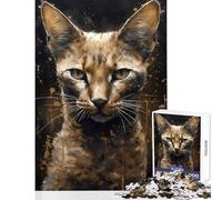 Rompecabezas de 1000 Piezas para Adultos diseño de Gato Abisinio con Poderes mágicos antiestrés cumpleaños Juego Imposible con póster a Juego y Hoja de Trivia (50x75cm)