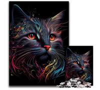 Rompecabezas de 1000 Piezas para Adultos,diseño de Gato Abstracto Surrealista,Rompecabezas Imposible,Juego Interactivo Familiar,decoración del hogar,Regalo de desafío Mental,50x75cm