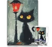 Rompecabezas de 1000 Piezas para Adultos, diseño de Gato Adorable en una Linterna, Ideal para Momentos de Paz y Tranquilidad, Corte de Alta precisión, Juguete para Manualidades, tamaño 38x26cm