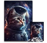 Rompecabezas de 1000 Piezas para Adultos, diseño de Gato Astronauta, Rompecabezas Imposible para Adolescentes y jóvenes, Regalo Ideal de cumpleaños y Vacaciones, 26x38cm/10,23x14,96 Pulgadas.