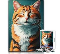 Rompecabezas de 1000 Piezas para Adultos, diseño de Gato atigrado Naranja Sonriente, Juego de Aprendizaje de Pensamiento estratégico, Regalo Ideal para Cualquier Evento, tamaño 38x52cm