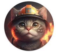 Rompecabezas de 1000 Piezas para Adultos, diseño de Gato Bombero, Rompecabezas Redondos de 1000 Piezas para Adolescentes y familias, Ideal para Decorar y estimular el Cerebro, 67,5 x 67,5 cm.